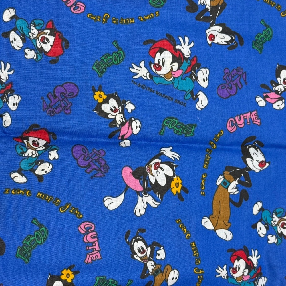 Vtg Springs Industries Animaniacs Fabric 36"x44" Blue 1994 Vintage Warner Bros
